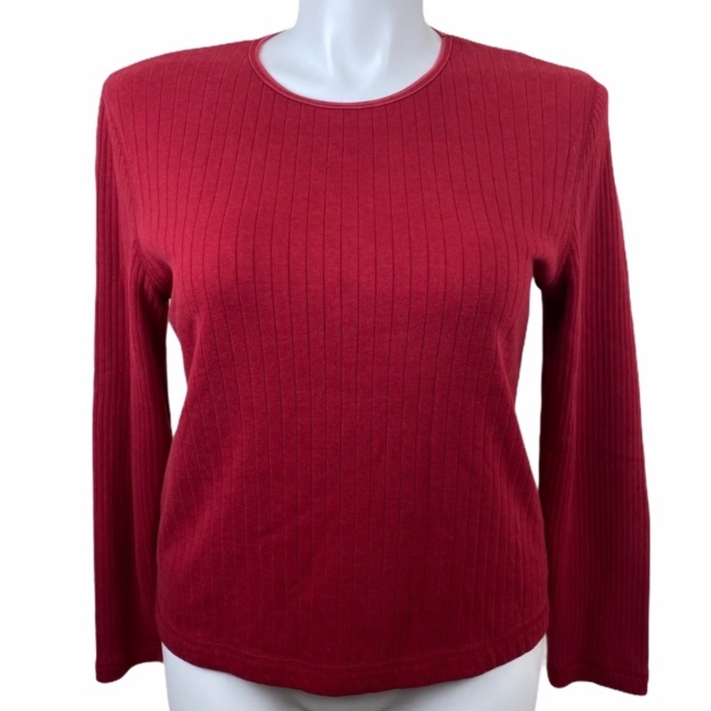 Sarah Bentley Vintage Red Sweater Soft Knit Top Lg